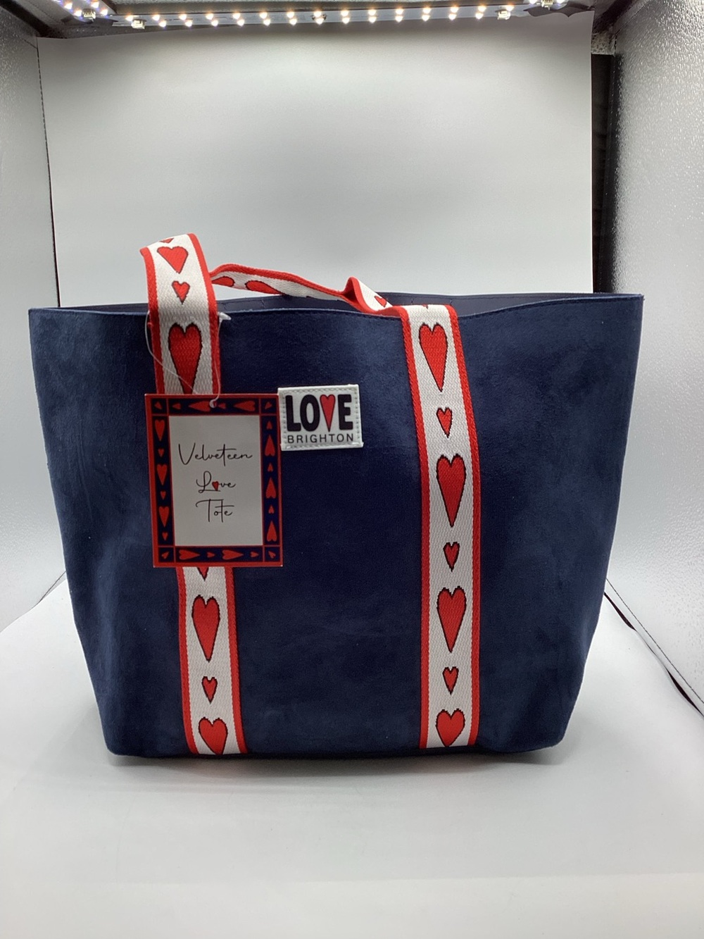 Brighton Navy Velveteen Heart Tote New With Tags